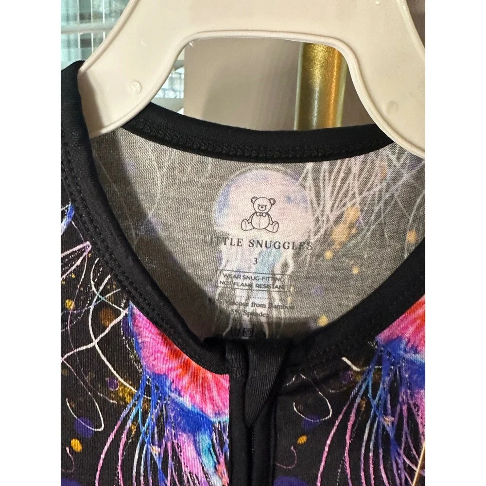 Little Snuggles Bamboo Viscose Jellyfish Sleeper Pajamas Black Pink Purple 3T
